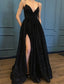 Neck A-Line Full Length Prom Dresses