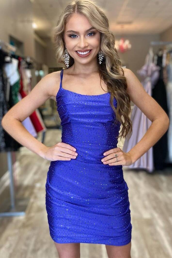 Sparkles Tight Royal Blue Short Homecoming Dresses Main image