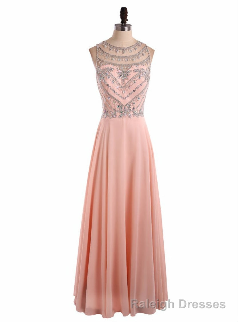 Sparkling Ombre Chiffon Beaded Baby Pink Long Cheap Prom Dresses A Line Zipper-Up Main image