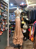 Sparkling Pink Mermaid Halter Neck Crossback Backless Tulle Long Formal Prom Dress