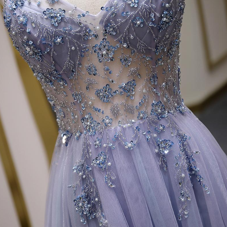 Sparkly A Line Spaghetti Straps Long Prom Dresses, Evening Party Dresses Secondary image