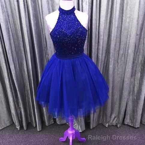 Sparkly Beading Halter Tulle Homecoming Dress