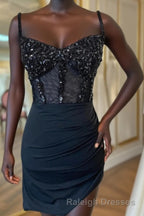 Sparkly Black Corset Sequin Tight Homecoming Dress