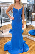 Sparkly Blue Corset Sequins Mermaid Long Prom Dress