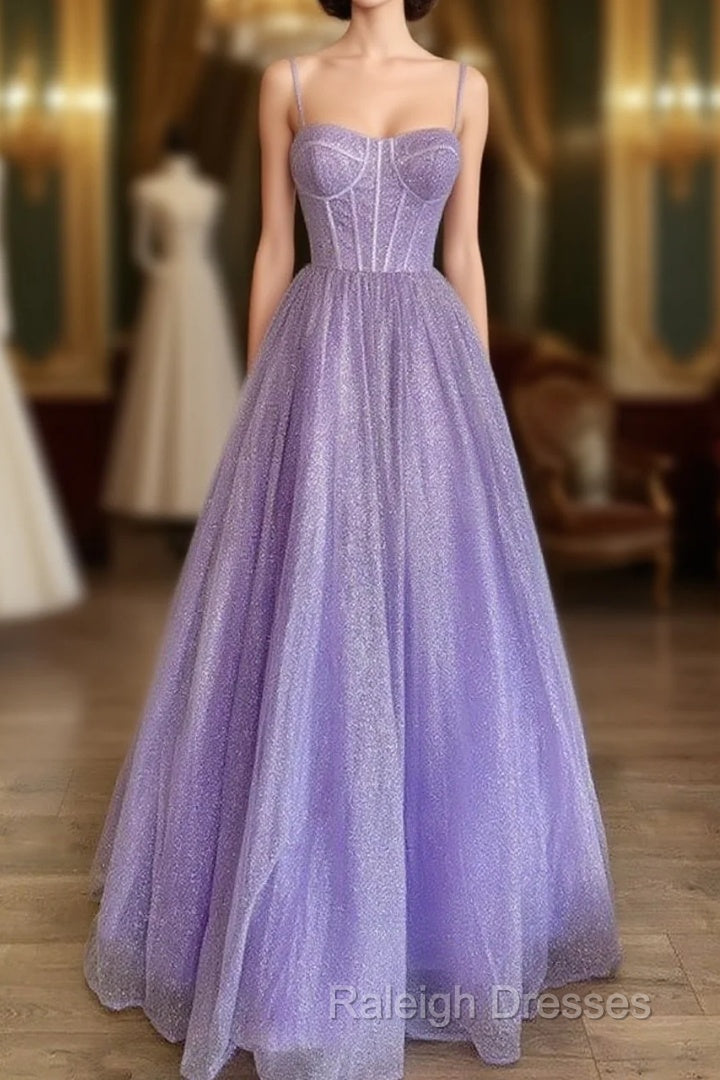 Sparkly Corset Prom Dresses Long Sweetheart Spaghetti Straps Main image