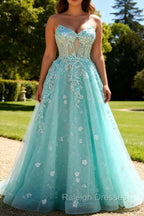 Sparkly Green A-Line Strapless Sequins Corset Long Prom Dress with Slit