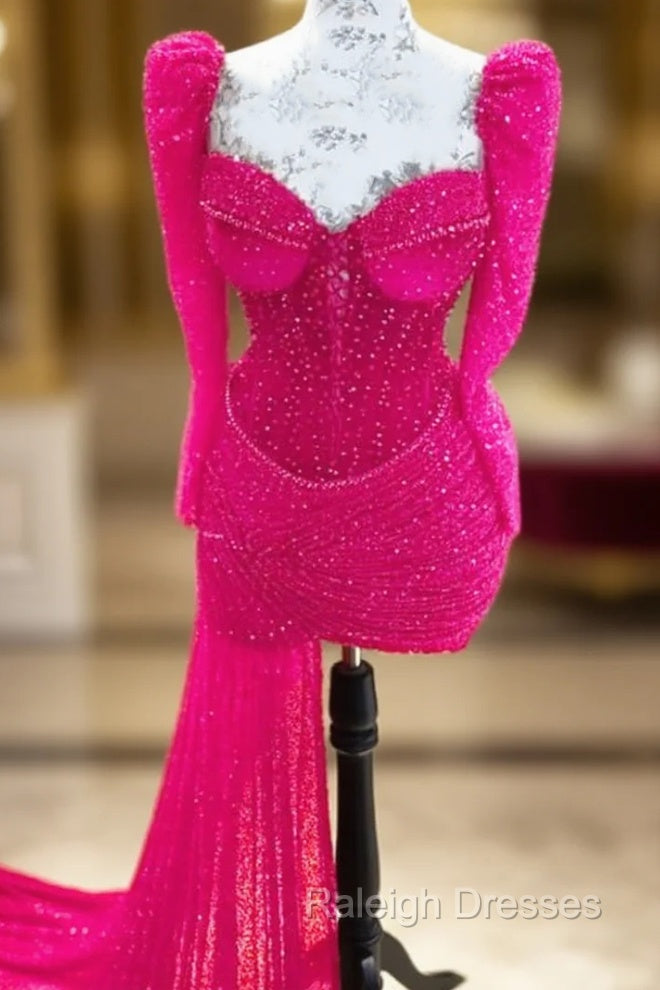 Sparkly Hot Pink Bodycon Homecoming Dresses Main image