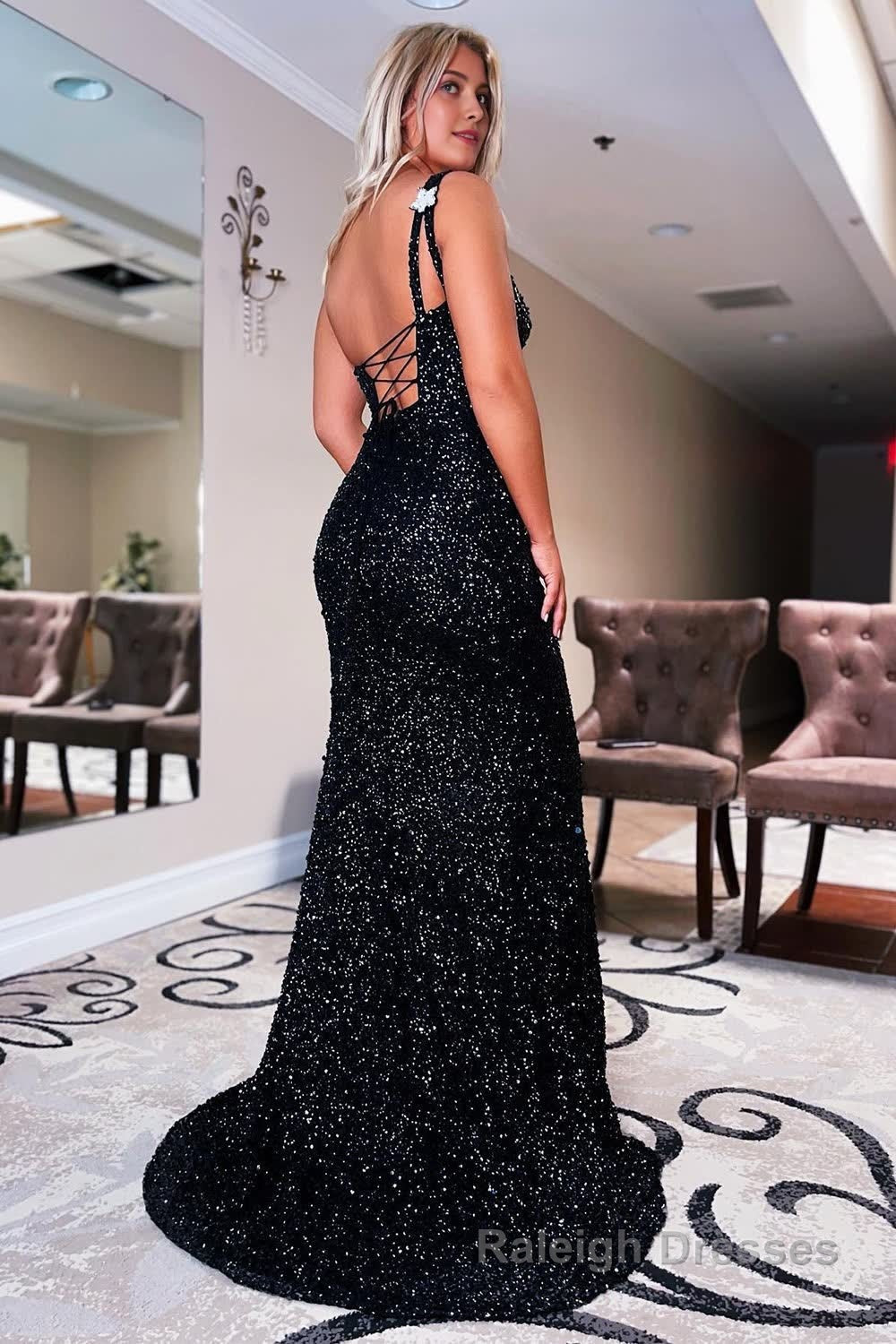 Sparkly Mermaid Black Stars Sequins Prom Dress Secondary image