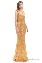 Sparkly Mermaid Long Open Back Sleeveless Prom Dresses