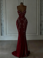 Sparkly Mermaid Spaghetti Straps White Sequin Beaded Wedding Dresses Long Bridal Gowns Wedding Dress