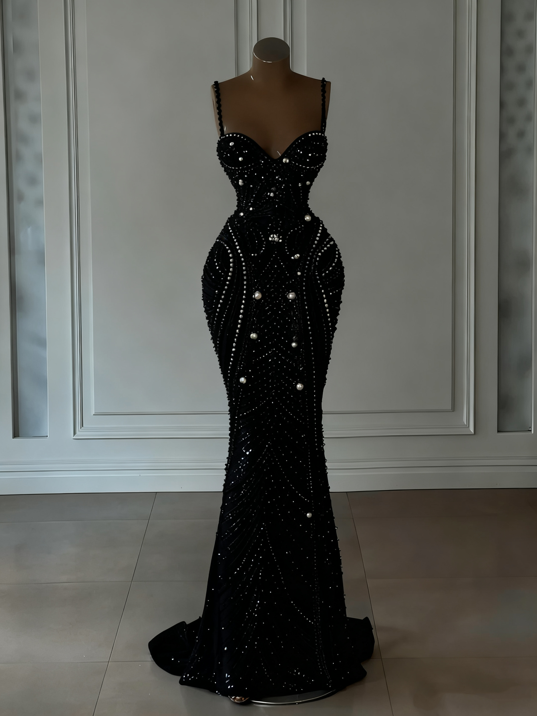 Sparkly Mermaid Spaghetti Straps White Sequin Beaded Wedding Dresses Long Bridal Gowns Wedding Dress