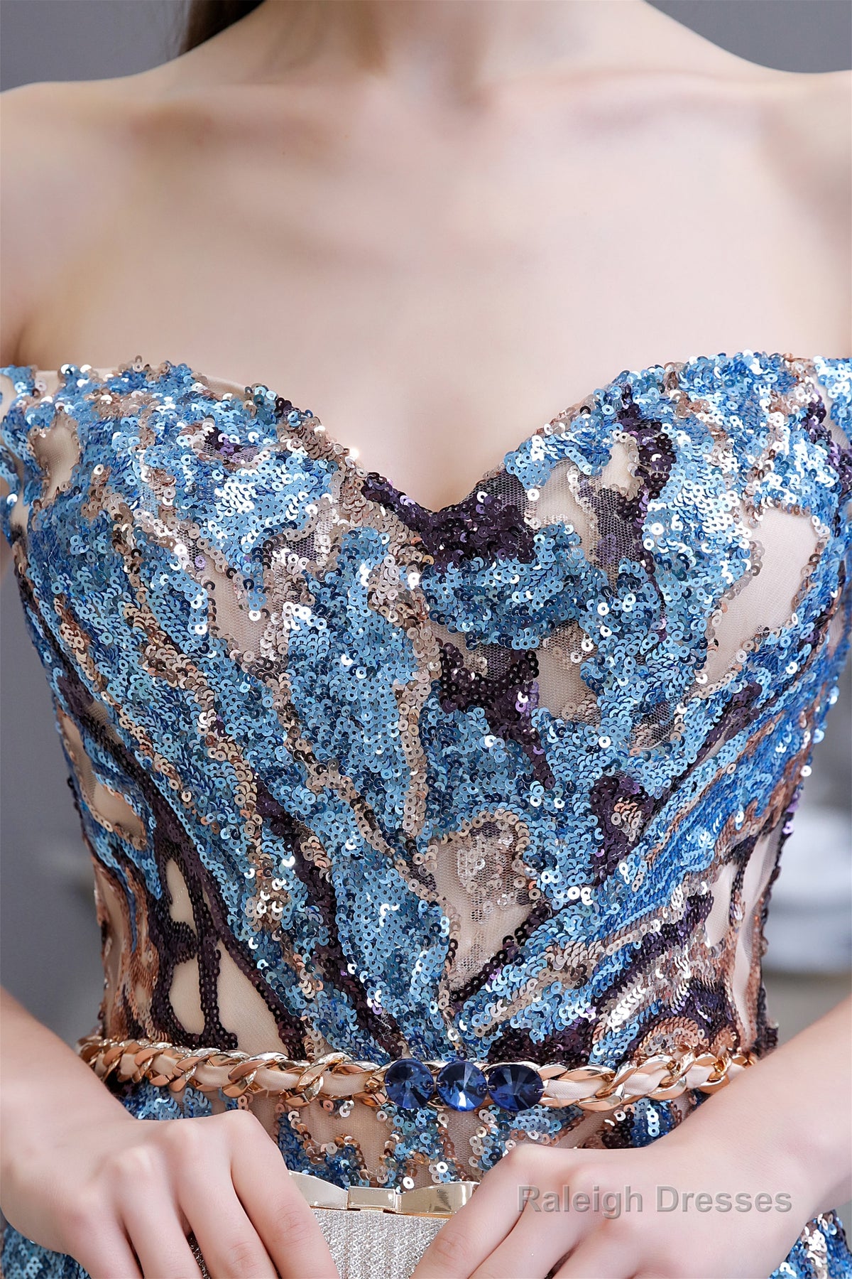 Sparkly Off-the-Shoulder Sequins A line Prom Dresses Floor Length