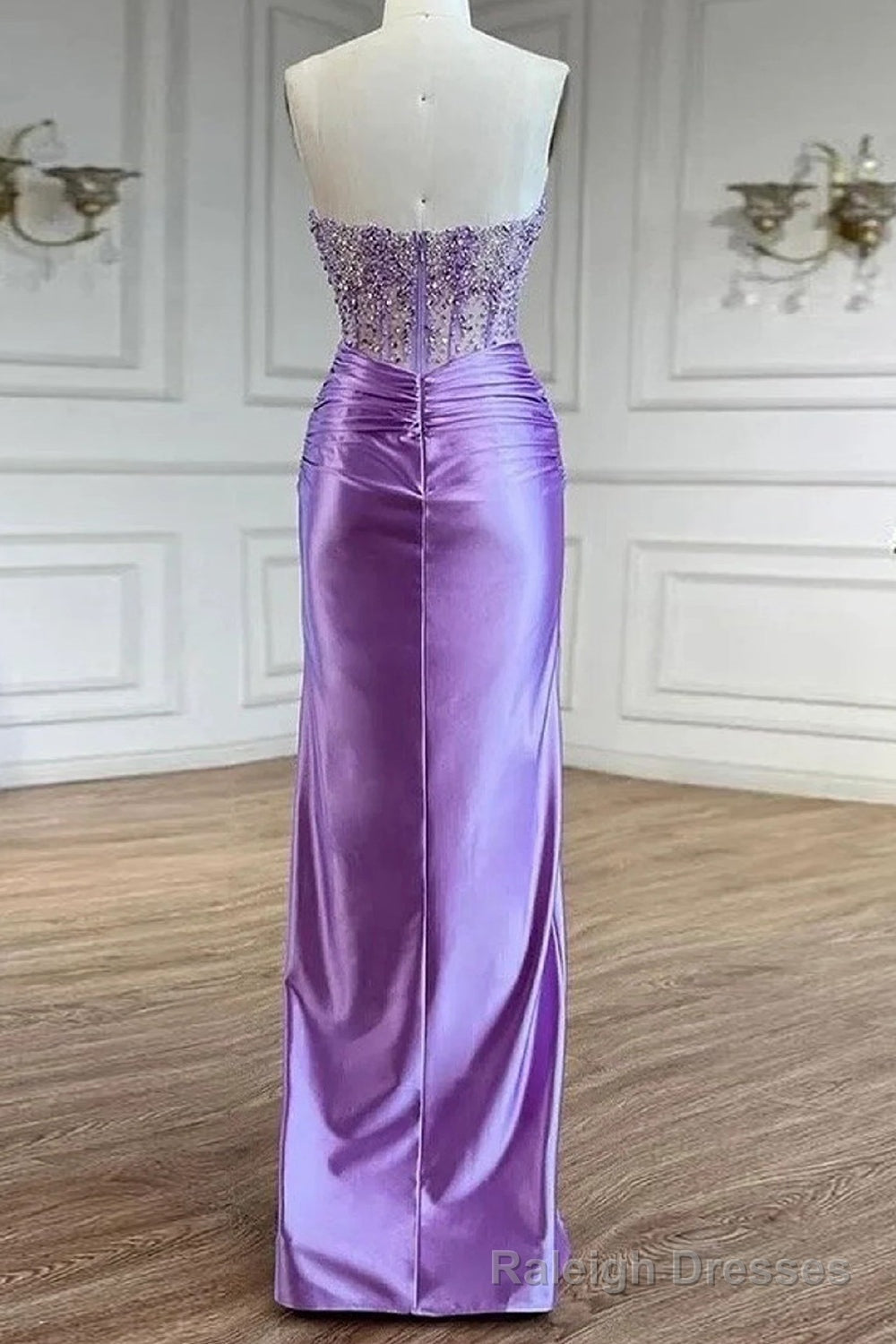 Purple Prom Dress Strapless Mermaid Corset Long Evening Dress with Slit Secondary image