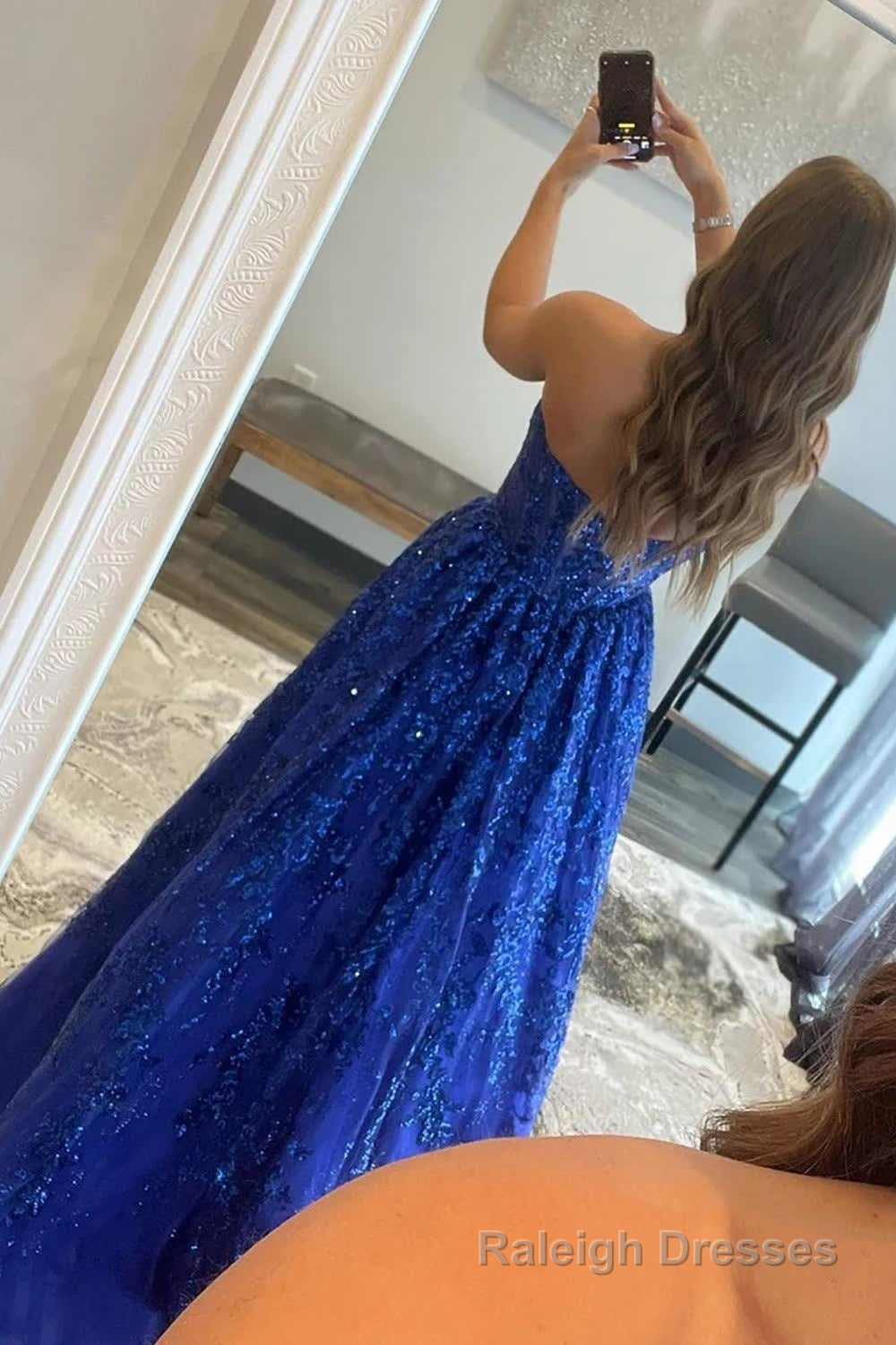 Sparkly Royal Blue Long Prom Dress with Pockets Prom Dresses Gown Secondary image