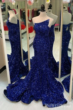 Sparkly Royal Blue Sequin Prom Dress Mermaid Long Prom Gowns