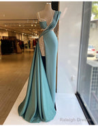 Sparkly Sequined Split Mermaid Evening Dresses Crystal Long Formal Prom Gowns Custom Made Plus Size Pageant Wear Party Dress