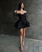 Sparkly Sheer Fully Sequined Lace Applique Homecoming Dress