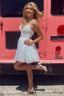 Sparkly White Sequins A Line Short Homecoming Dress