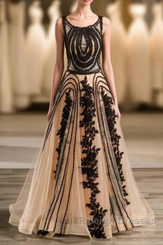 Special A-Line/Princess Crew Sleeveless Applique With Beading Organza Floor-Length Wedding Dresses Main image