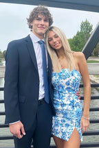 Spring Fling Dresses, Strapless Floral Print Homecoming Dress, Mini Party Dresses