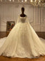 Square Long Sleeve Tulle Sequins HandWork Beading Wedding Dress