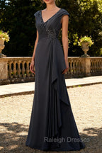 Steel Grey Mermaid Ruffle Chiffon Mother of The Bride Dress