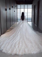 Strap Waist Pearl Sweetheart Collar Tulle Wedding Dress With Lace Elegant Beautiful