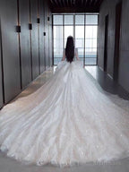 Strap Waist Pearl Sweetheart Collar Tulle Wedding Dresses With Lace Elegant Beautiful