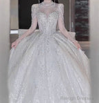 Strap Waist Pearl Sweetheart Collar Tulle Wedding Dresses With Lace Elegant Beautiful