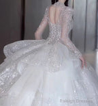 Strap Waist Pearl Sweetheart Collar Tulle Wedding Dresses With Lace Elegant Beautiful