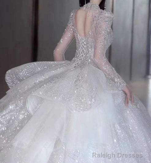 Strap Waist Pearl Sweetheart Collar Tulle Wedding Dresses With Lace Elegant Beautiful