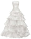 Strapless A-Line Ruffle Prom Dresses Long Layered Wedding Dresses