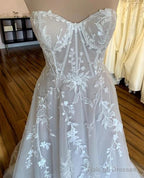 Strapless A Line Wedding Dresses,Custom Made Bridal Dress