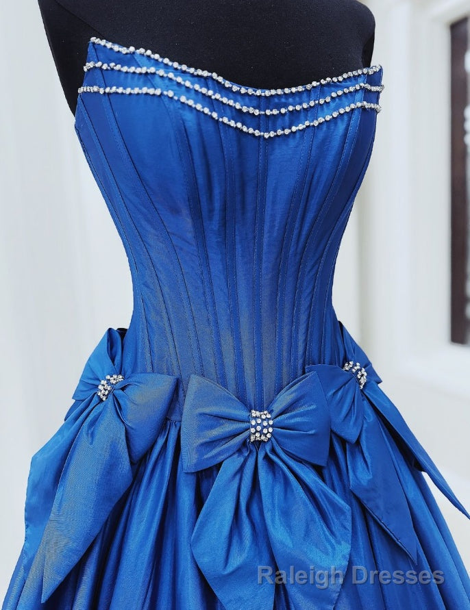 Strapless Ball Gown Long Prom Dress with Beading and Bow Secondary image
