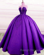 Strapless Ball Gown Satin Dresses Lace Appliques