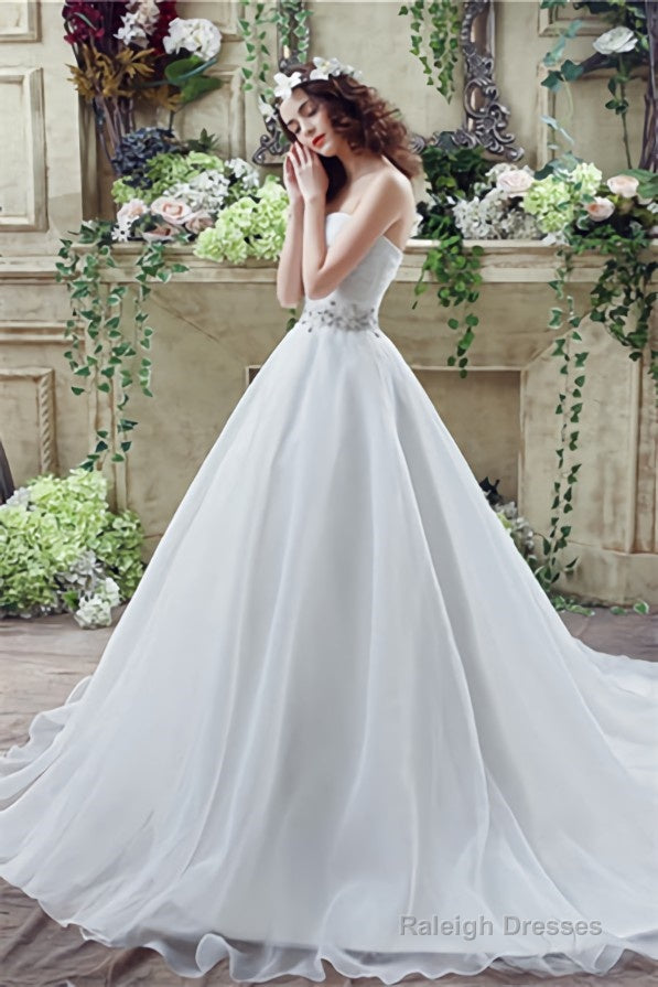 Strapless Beading Train Wedding Dresses With Crystals Secondary image