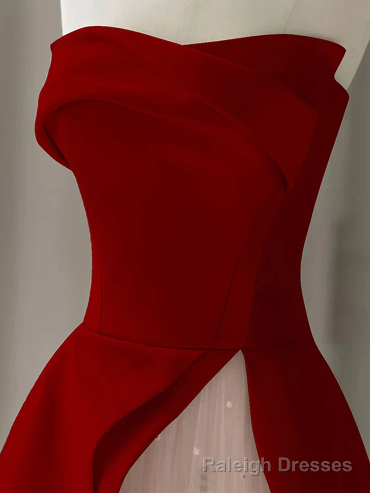 Strapless Burgundy Long Prom Dresses, Strapless Burgundy Long Formal Evening Dresses