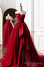 Strapless Burgundy Long Prom Dresses, Wine Red Long Formal Evening Dresses