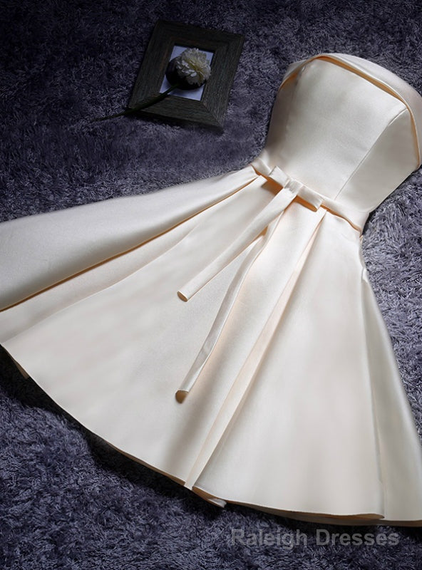 Strapless Champagne Homecoming Dress