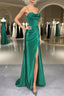 Strapless Dark Green Prom Dresses, Dark Green Formal Evening Dresses