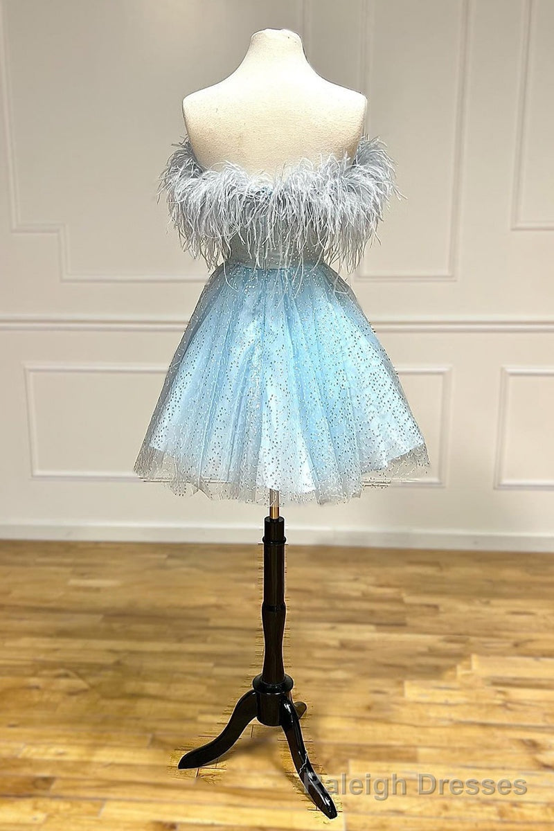 Strapless Feather A Line Cute Homecoming Dress Secondary image
