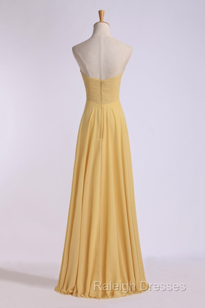 Strapless Gold High Waist Chiffon Long Bridesmaid Dress Secondary image