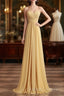 Strapless Gold High Waist Chiffon Long Bridesmaid Dress