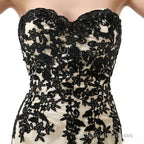 Strapless Lace Appliqued Chiffon Asymmetrical Prom Dresses