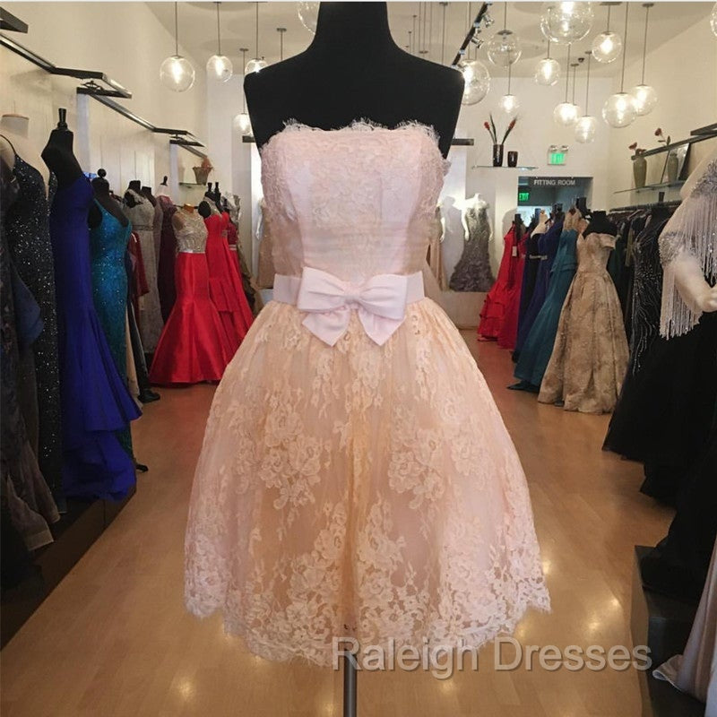 Strapless Lace Homecoming Dresses Short Prom Gown