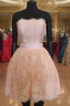 Strapless Lace Homecoming Dresses Short Prom Gowns