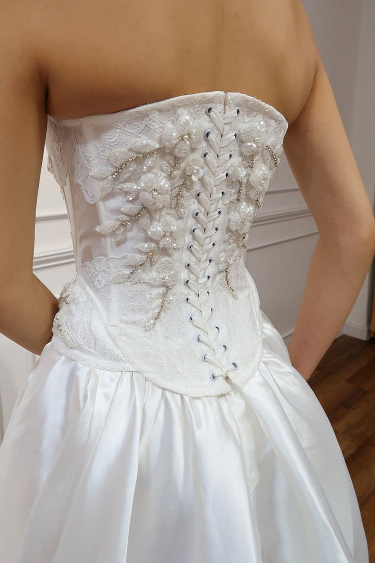 Strapless Lace Satin White Vintage Wedding Dresses