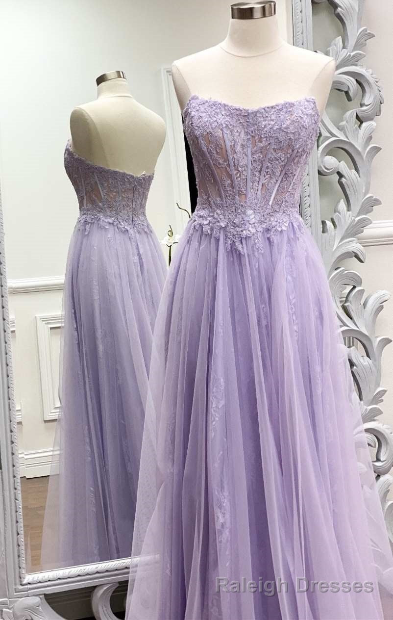 Strapless Lavender A-line Long Formal Dress Trendy Prom Dresses Main image