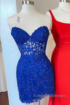 Strapless Lavender Lace Tulip Mini Dress