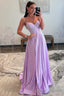 Strapless Lilac Corset A-Line Prom Dress with Rhinestones